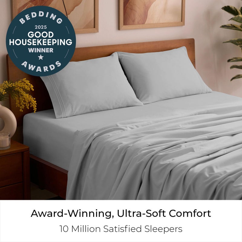 Mellanni Full Sheets Set - 4 PC Iconic Collection Bedding - Hotel Luxury, Extra Soft, Cooling Bed Sheets - Wrinkle, Fade, Stain Resistant (Full, Light Gray) - Image 2
